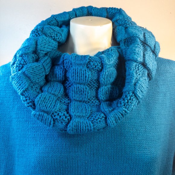 Twiggy London Womens Size 2X Knit Sweater Teal Cowl Neck Oversize Pullover Soft - Picture 5 of 9